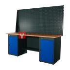  RUNTEC RTI20F-TI0-TI0-P20-P20-5005 Верстак серии Industrial, 2000 мм, фанера, тумба с дверью + тумба с дверью, экран 1000, синий RAL 5005 мни (0)
