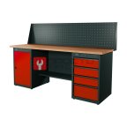  RUNTEC RTI20F-TI0-TI4-P20-3020 Верстак серии Industrial, 2000 мм, фанера, тумба с дверью + тумба с 4-мя ящиками, экран 500, красный RAL 3020 мни (0)
