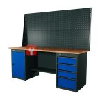  RUNTEC RTI20F-TI0-TI4-P20-P20-5005 Верстак серии Industrial, 2000 мм, фанера, тумба с дверью + тумба с 4-мя ящиками, экран 1000, синий RAL 5005 мни (0)