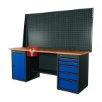  RUNTEC RTI20F-TI0-TI5-P20-P20-5005 Верстак серии Industrial, 2000 мм, фанера, тумба с дверью + тумба с 5-ю ящиками, экран 1000, синий RAL 5005 мни (0)