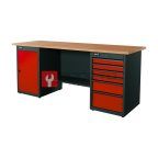  RUNTEC RTI20F-TI0-TI6-3020 Верстак серии Industrial, 2000 мм, фанера, тумба с дверью + тумба с 6-ю ящиками, красный RAL 3020 мни (0)
