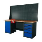  RUNTEC RTI20F-TI0-TI6-P20-P20-5005 Верстак серии Industrial, 2000 мм, фанера, тумба с дверью + тумба с 6-ю ящиками, экран 1000, синий RAL 5005 мни (0)