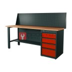  RUNTEC RTI20F-TI4-NI-P20-3020 Верстак серии Industrial, 2000 мм, фанера, тумба с 4-мя ящиками, экран 500, красный RAL 3020 мни (0)