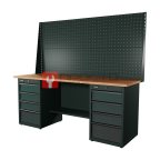 RUNTEC RTI20F-TI4-TI4-P20-P20-7016 Верстак серии Industrial, 2000 мм, фанера, тумба с 4-мя ящиками + тумба с 4-мя ящиками, экран 1000, серый RAL мни (0)