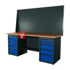  RUNTEC RTI20F-TI4-TI5-P20-P20-5005 Верстак серии Industrial, 2000 мм, фанера, тумба с 4-мя ящиками + тумба с 5-ю ящиками, экран 1000, синий RAL  мни (0)