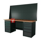  RUNTEC RTI20F-TI4-TI5-P20-P20-7016 Верстак серии Industrial, 2000 мм, фанера, тумба с 4-мя ящиками + тумба с 5-ю ящиками, экран 1000, серый RAL  мни (0)