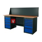  RUNTEC RTI20F-TI4-TI6-P20-5005 Верстак серии Industrial, 2000 мм, фанера, тумба с 4-мя ящиками + тумба с 6-ю ящиками, экран 500, синий RAL 5005 мни (0)
