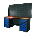  RUNTEC RTI20F-TI4-TI6-P20-P20-5005 Верстак серии Industrial, 2000 мм, фанера, тумба с 4-мя ящиками + тумба с 6-ю ящиками, экран 1000, синий RAL  мни (0)