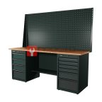  RUNTEC RTI20F-TI4-TI6-P20-P20-7016 Верстак серии Industrial, 2000 мм, фанера, тумба с 4-мя ящиками + тумба с 6-ю ящиками, экран 1000, серый RAL  мни (0)