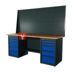  RUNTEC RTI20F-TI5-TI5-P20-P20-5005 Верстак серии Industrial, 2000 мм, фанера, тумба с 5-ю ящиками + тумба с 5-ю ящиками, экран 1000, синий RAL 5 мни (0)