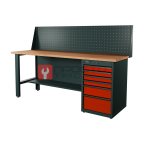  RUNTEC RTI20F-TI6-NI-P20-3020 Верстак серии Industrial, 2000 мм, фанера, тумба с 6-ю ящиками, экран 500, красный RAL 3020 мни (0)