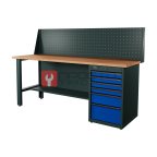  RUNTEC RTI20F-TI6-NI-P20-5005 Верстак серии Industrial, 2000 мм, фанера, тумба с 6-ю ящиками, экран 500, синий RAL 5005 мни (0)