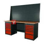  RUNTEC RTI20F-TI6-TI6-P20-P20-3020 Верстак серии Industrial, 2000 мм, фанера, тумба с 6-ю ящиками + тумба с 6-ю ящиками, экран 1000, красный RAL мни (0)