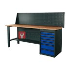  RUNTEC RTI20F-TI7-NI-P20-5005 Верстак серии Industrial, 2000 мм, фанера, тумба с 7-ю ящиками, экран 500, синий RAL 5005 мни (0)