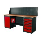  RUNTEC RTI20F-TI7-TI0-P20-3020 Верстак серии Industrial, 2000 мм, фанера, тумба с 7-ю ящиками + тумба с дверью, экран 500, красный RAL 3020 мни (0)
