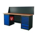  RUNTEC RTI20F-TI7-TI0-P20-5005 Верстак серии Industrial, 2000 мм, фанера, тумба с 7-ю ящиками + тумба с дверью, экран 500, синий RAL 5005 мни (0)