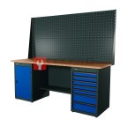 RUNTEC RTI20F-TI7-TI0-P20-P20-5005 Верстак серии Industrial, 2000 мм, фанера, тумба с 7-ю ящиками + тумба с дверью, экран 1000, синий RAL 5005 мни (0)
