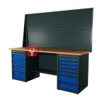  RUNTEC RTI20F-TI7-TI4-P20-P20-5005 Верстак серии Industrial, 2000 мм, фанера, тумба с 7-ю ящиками + тумба с 4-мя ящиками, экран 1000, синий RAL  мни (0)