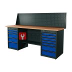  RUNTEC RTI20F-TI7-TI5-P20-5005 Верстак серии Industrial, 2000 мм, фанера, тумба с 7-ю ящиками + тумба с 5-ю ящиками, экран 500, синий RAL 5005 мни (0)