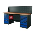  RUNTEC RTI20F-TI7-TI6-P20-5005 Верстак серии Industrial, 2000 мм, фанера, тумба с 7-ю ящиками + тумба с 6-ю ящиками, экран 500, синий RAL 5005 мни (0)