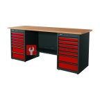  RUNTEC RTI20F-TI7-TI7-3020 Верстак серии Industrial, 2000 мм, фанера, тумба с 7-ю ящиками + тумба с 7-ю ящиками, красный RAL 3020 мни (0)
