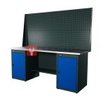  RUNTEC RTI20Z-TI0-TI0-P20-P20-5005 Верстак серии Industrial, 2000 мм, оцинк, тумба с дверью + тумба с дверью, экран 1000, синий RAL 5005 мни (0)