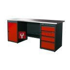  RUNTEC RTI20Z-TI0-TI4-3020 Верстак серии Industrial, 2000 мм, оцинк, тумба с дверью + тумба с 4-мя ящиками, красный RAL 3020 мни (0)