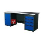  RUNTEC RTI20Z-TI0-TI4-5005 Верстак серии Industrial, 2000 мм, оцинк, тумба с дверью + тумба с 4-мя ящиками, синий RAL 5005 мни (0)