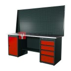 RUNTEC RTI20Z-TI0-TI4-P20-P20-3020 Верстак серии Industrial, 2000 мм, оцинк, тумба с дверью + тумба с 4-мя ящиками, экран 1000, красный RAL 3020 мни (0)