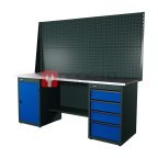  RUNTEC RTI20Z-TI0-TI4-P20-P20-5005 Верстак серии Industrial, 2000 мм, оцинк, тумба с дверью + тумба с 4-мя ящиками, экран 1000, синий RAL 5005 мни (0)