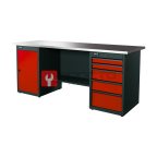  RUNTEC RTI20Z-TI0-TI5-3020 Верстак серии Industrial, 2000 мм, оцинк, тумба с дверью + тумба с 5-ю ящиками, красный RAL 3020 мни (0)