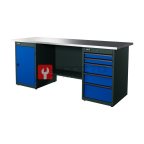  RUNTEC RTI20Z-TI0-TI5-5005 Верстак серии Industrial, 2000 мм, оцинк, тумба с дверью + тумба с 5-ю ящиками, синий RAL 5005 мни (0)