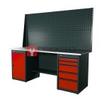  RUNTEC RTI20Z-TI0-TI5-P20-P20-3020 Верстак серии Industrial, 2000 мм, оцинк, тумба с дверью + тумба с 5-ю ящиками, экран 1000, красный RAL 3020 мни (0)