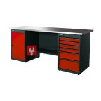  RUNTEC RTI20Z-TI0-TI6-3020 Верстак серии Industrial, 2000 мм, оцинк, тумба с дверью + тумба с 6-ю ящиками, красный RAL 3020 мни (0)