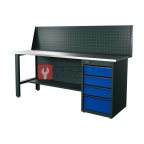  RUNTEC RTI20Z-TI4-NI-P20-5005 Верстак серии Industrial, 2000 мм, оцинк, тумба с 4-мя ящиками, экран 500, синий RAL 5005 мни (0)