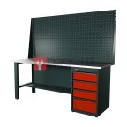  RUNTEC RTI20Z-TI4-NI-P20-P20-3020 Верстак серии Industrial, 2000 мм, оцинк, тумба с 4-мя ящиками, экран 1000, красный RAL 3020 мни (0)