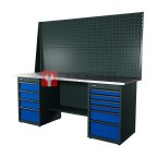  RUNTEC RTI20Z-TI4-TI6-P20-P20-5005 Верстак серии Industrial, 2000 мм, оцинк, тумба с 4-мя ящиками + тумба с 6-ю ящиками, экран 1000, синий RAL 5 мни (0)