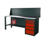  RUNTEC RTI20Z-TI5-NI-P20-3020 Верстак серии Industrial, 2000 мм, оцинк, тумба с 5-ю ящиками, экран 500, красный RAL 3020 мни (0)
