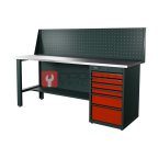  RUNTEC RTI20Z-TI6-NI-P20-3020 Верстак серии Industrial, 2000 мм, оцинк, тумба с 6-ю ящиками, экран 500, красный RAL 3020 мни (0)