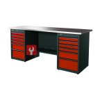  RUNTEC RTI20Z-TI6-TI6-3020 Верстак серии Industrial, 2000 мм, оцинк, тумба с 6-ю ящиками + тумба с 6-ю ящиками, красный RAL 3020 мни (0)