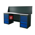  RUNTEC RTI20Z-TI6-TI6-P20-5005 Верстак серии Industrial, 2000 мм, оцинк, тумба с 6-ю ящиками + тумба с 6-ю ящиками, экран 500, синий RAL 5005 мни (0)