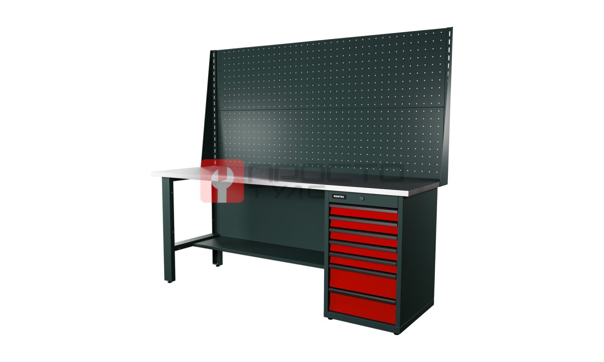  RUNTEC RTI20Z-TI7-NI-P20-P20-3020 Верстак серии Industrial, 2000 мм, оцинк, тумба с 7-ю ящиками, экран 1000, красный RAL 3020 (0)