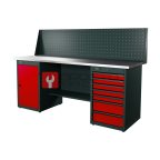  RUNTEC RTI20Z-TI7-TI0-P20-3020 Верстак серии Industrial, 2000 мм, оцинк, тумба с 7-ю ящиками + тумба с дверью, экран 500, красный RAL 3020 мни (0)