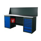  RUNTEC RTI20Z-TI7-TI0-P20-5005 Верстак серии Industrial, 2000 мм, оцинк, тумба с 7-ю ящиками + тумба с дверью, экран 500, синий RAL 5005 мни (0)