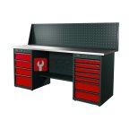  RUNTEC RTI20Z-TI7-TI4-P20-3020 Верстак серии Industrial, 2000 мм, оцинк, тумба с 7-ю ящиками + тумба с 4-мя ящиками, экран 500, красный RAL 3020 мни (0)