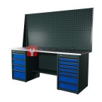  RUNTEC RTI20Z-TI7-TI4-P20-P20-5005 Верстак серии Industrial, 2000 мм, оцинк, тумба с 7-ю ящиками + тумба с 4-мя ящиками, экран 1000, синий RAL 5 мни (0)