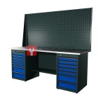 RUNTEC RTI20Z-TI7-TI7-P20-P20-5005 Верстак серии Industrial, 2000 мм, оцинк, тумба с 7-ю ящиками + тумба с 7-ю ящиками, экран 1000, синий RAL 50 мни (0)