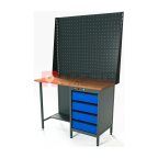  RUNTEC RTS12F-TS4-NS-P12-P12-5005 Верстак серии Standart, 1200 мм, фанера, тумба с 4-мя ящиками, экран 1000, синий RAL 5005 мни (0)