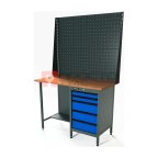  RUNTEC RTS12F-TS5-NS-P12-P12-5005 Верстак серии Standart, 1200 мм, фанера, тумба с 5-ю ящиками, экран 1000, синий RAL 5005 мни (0)