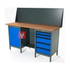  RUNTEC RTS16F-TS0-TS5-P16-5005 Верстак серии Standart, 1600 мм, фанера, тумба с дверью + тумба с 5-ю ящиками, экран 500, синий RAL 5005 мни (0)